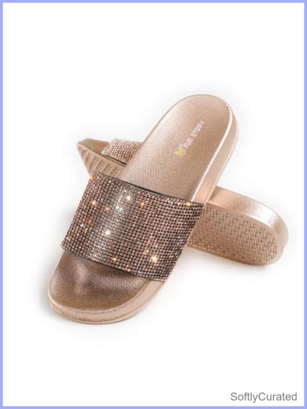 Rhinestone Platform Slide Slippers Open Toe Non-Slip Slide Sandals